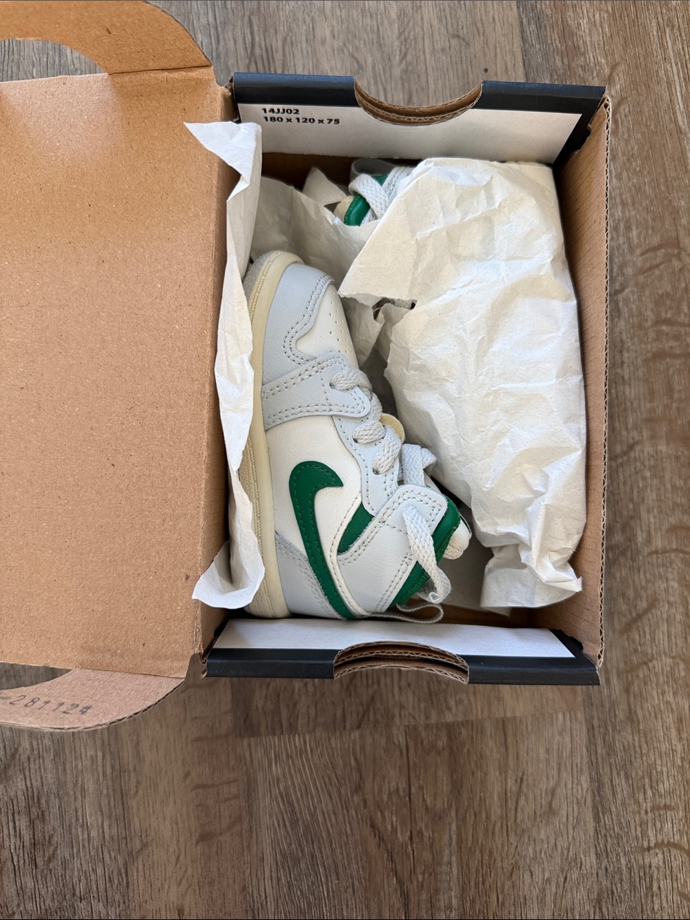 Nike Kids White and Green High-Top Sneakers